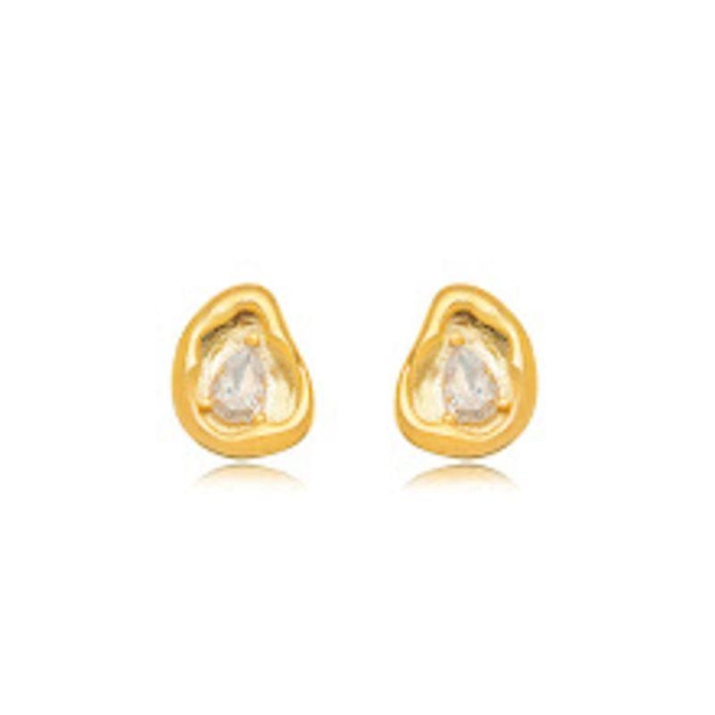 BRINCO GEOMÉTRICO ABSTRATO COM GOTA - BANHO DE OURO 18K