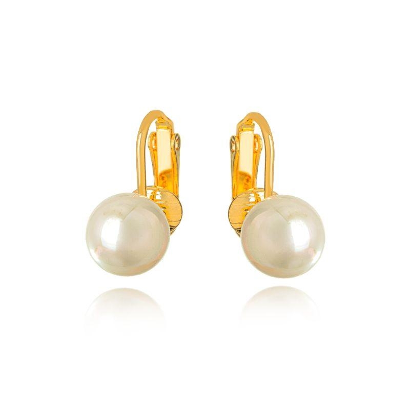 BRINCO DE PRESSÃO PÉROLA CLÁSSICA - BANHO DE OURO 18K
