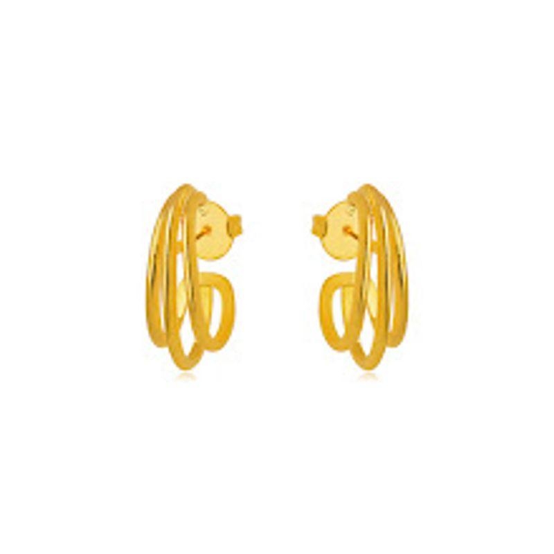 BRINCO EAR CUFF TRÊS FIOS CURVOS - BANHO DE OURO 18K