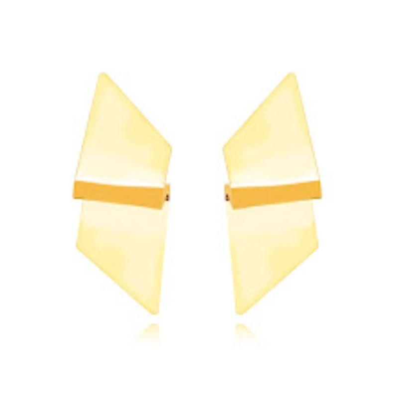 BRINCO GEOMÉTRICO DOBRA - BANHO DE OURO 18K