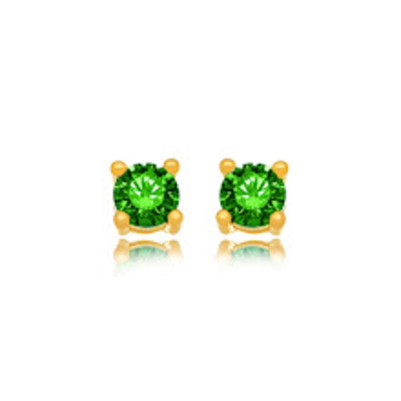 BRINCO SOLITÁRIO ESMERALDA - BANHO DE OURO 18K