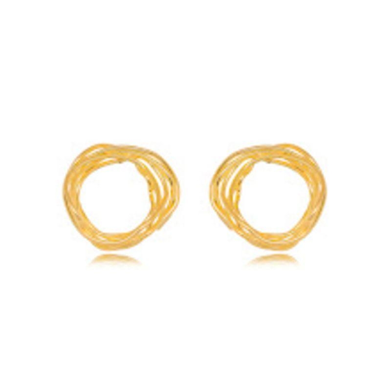 BRINCO ARO TEXTURIZADO ESCULTURAL - BANHO DE OURO 18K