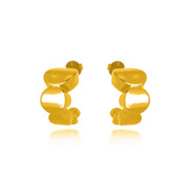 BRINCO ARGOLA ARTICULADA SEGMENTADA MÉDIA EM BANHO DE OURO 18K