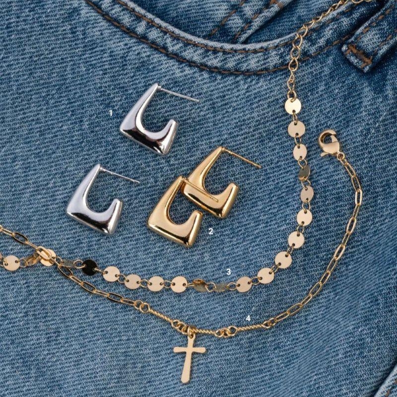 ARGOLA CLICK J GEOMÉTRICA LISA BANHO OURO 18K