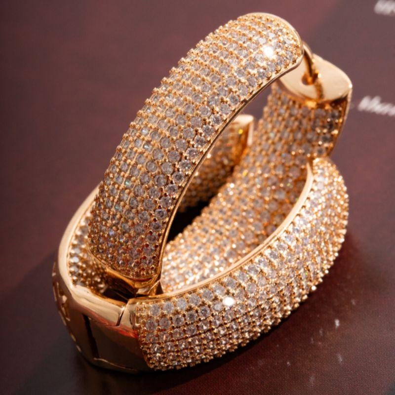 BRINCO ARGOLA CLICK PAVÊ LUXO BANHO OURO 18K