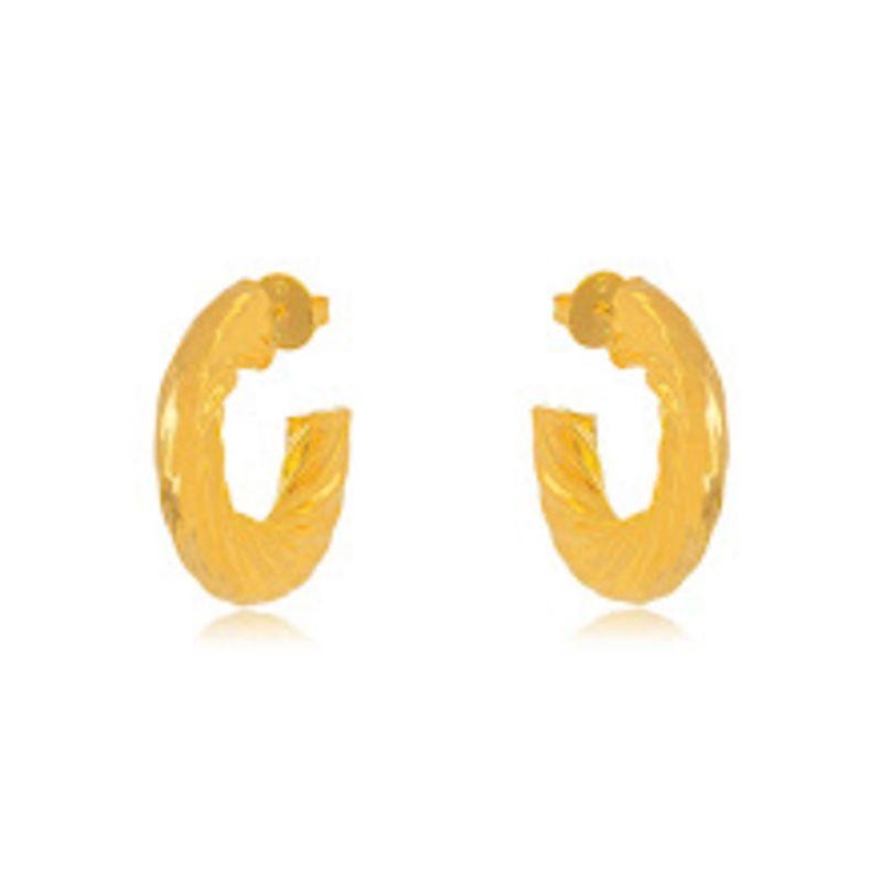 BRINCO ARGOLA TWIST TORCIDA ORGÂNICA BANHO OURO 18K