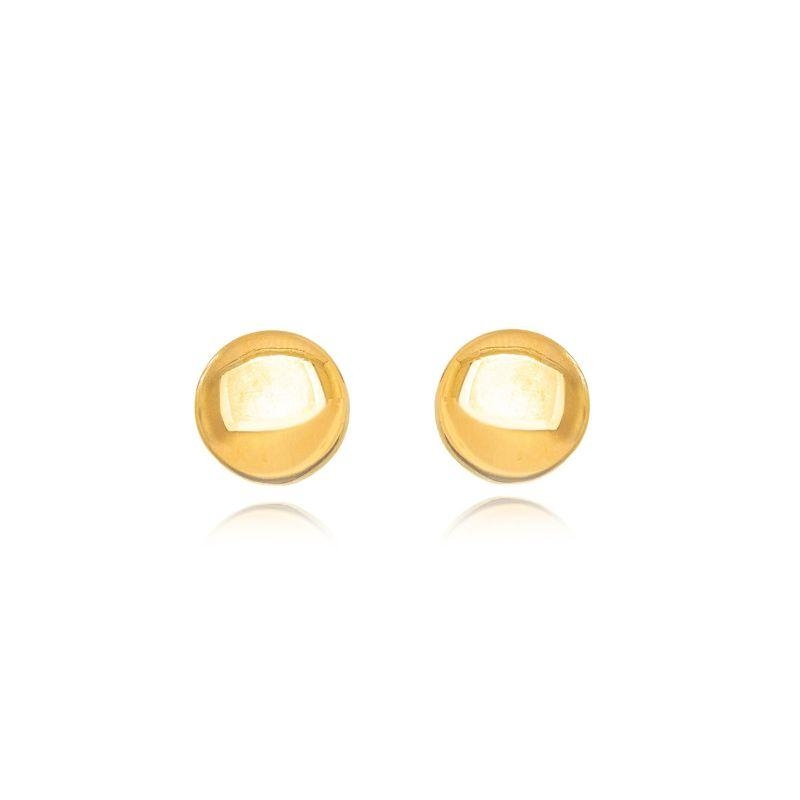 BRINCO BOTÃO LISO EM BANHO DE OURO 18K