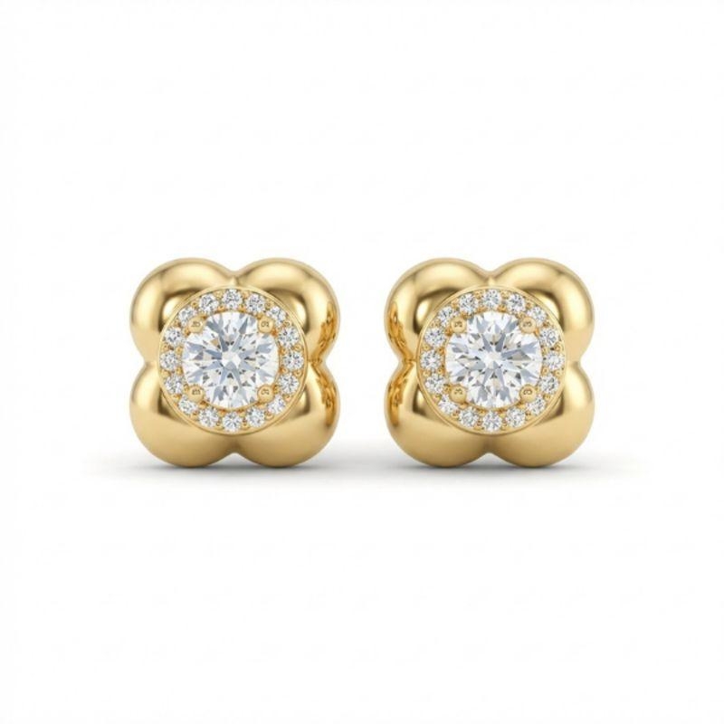 BRINCO FLOR CRAVEJADA EM BANHO EM OURO 18K