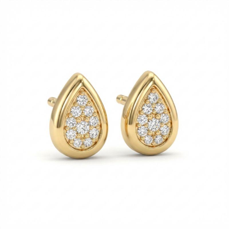 BRINCO GOTA CRAVEJADA EM BANHO DE OURO 18K