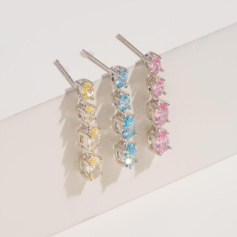 BRINCO PENDENTE RIVIERA COLORIDA EM RÓDIO BRANCO