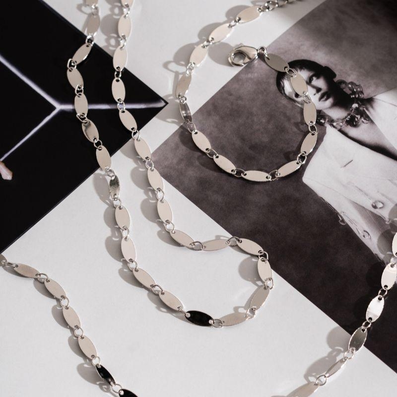 COLAR CHOKER ELOS OVAIS LISOS EM BANHO DE RÓDIO BRANCO