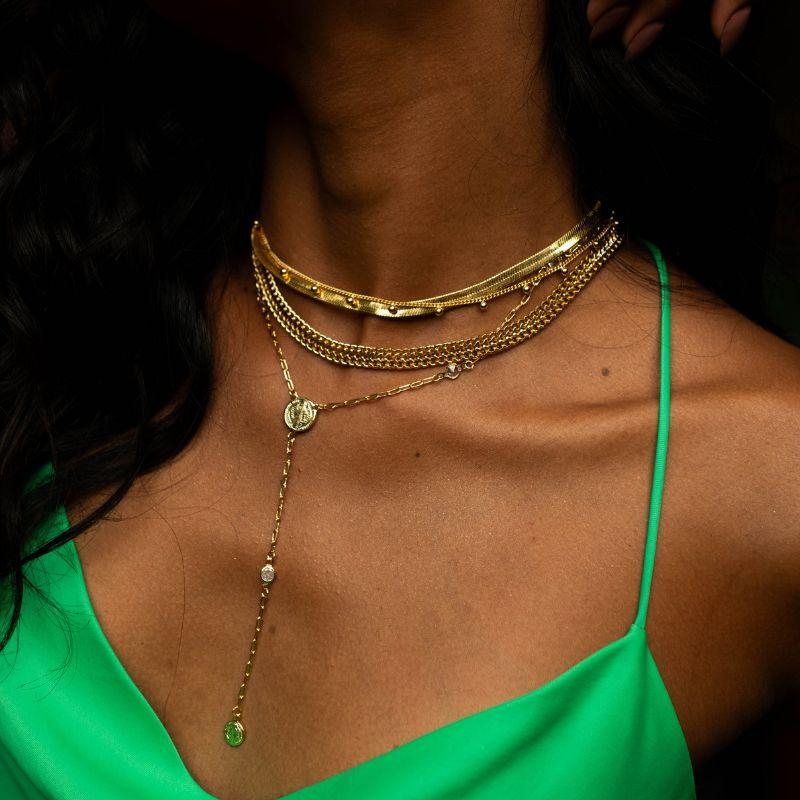 COLAR CHOKER ESFERAS PENDENTES - BANHO DE OURO 18K