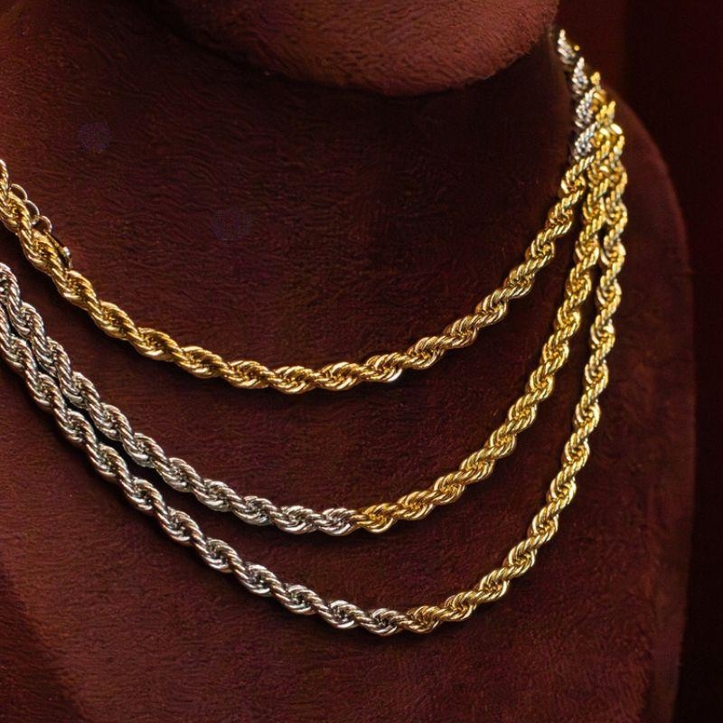 COLAR CORDÃO BAIANO EM BANHO DE OURO 18K E RÓDIO BRANCO