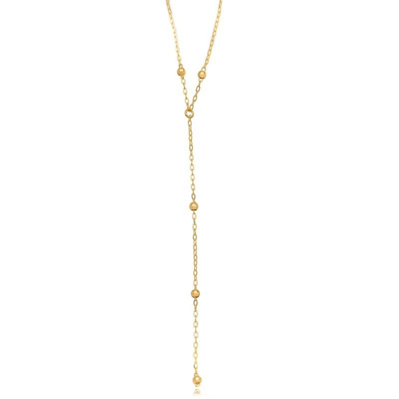 COLAR GRAVATINHA ESFERAS LISAS EM BANHO DE OURO 18K