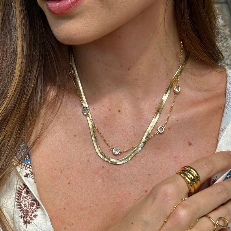 COLAR MALHA FITA TRADICIONAL -  BANHO DE OURO 18K