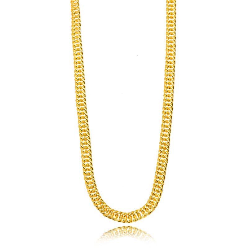 CORRENTE GRUMET DUPLA MASCULINA - BANHO DE OURO 18K