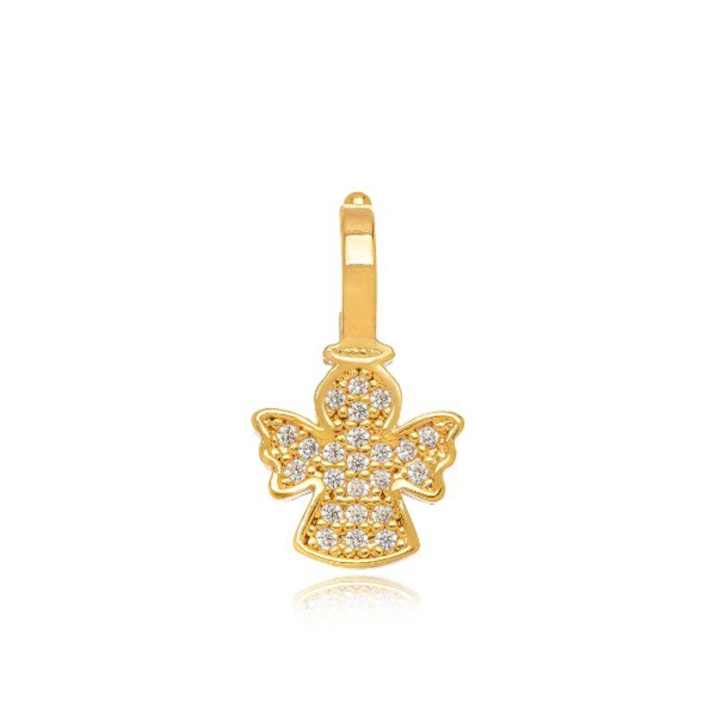 PINGENTE CLICK ANJINHO CRAVEJADO EM BANHO DE OURO 18K