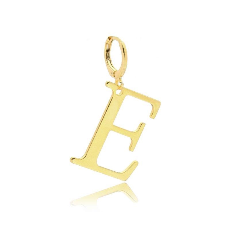 PINGENTE LETRA E LISO EM BANHO DE OURO 18K