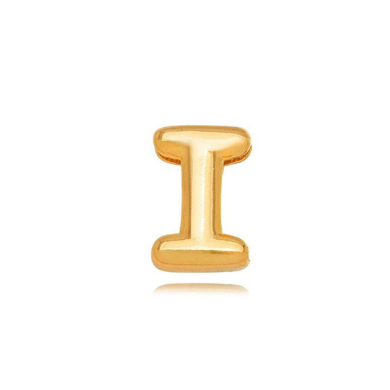 PINGENTE LETRA I BOMBÊ EM BANHO DE OURO 18K