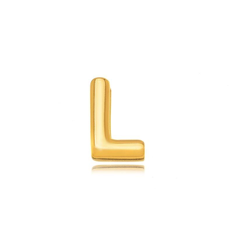 PINGENTE LETRA L BOMBÊ EM BANHO DE OURO 18K