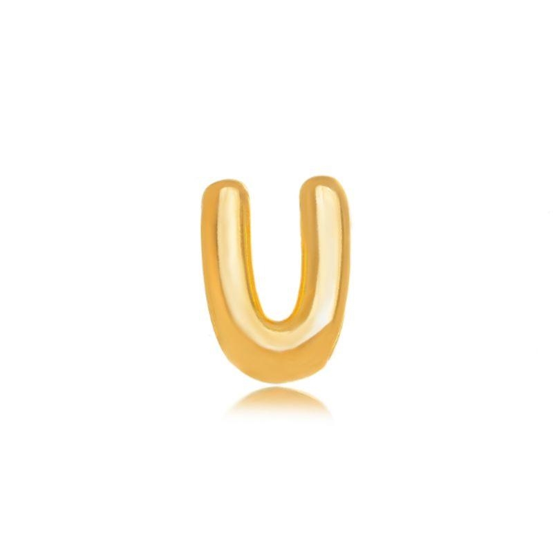 PINGENTE LETRA U BOMBÊ  EM BANHO DE OURO 18K