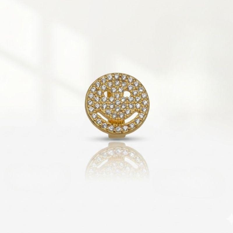 PINGENTE SMILE CRAVEJADO  BANHO DE OURO 18K