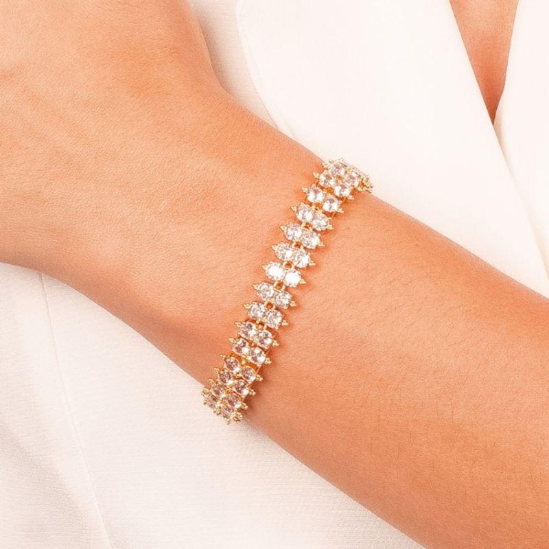 PULSEIRA RIVIERA DUPLA CRAVEJADA LUXO - BANHO OURO 18K