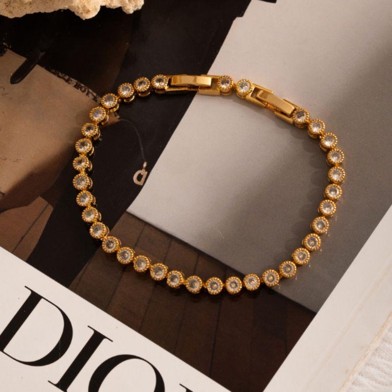 PULSEIRA RIVIÈRE PONTOS DE LUZ - BANHO DE OURO 18K