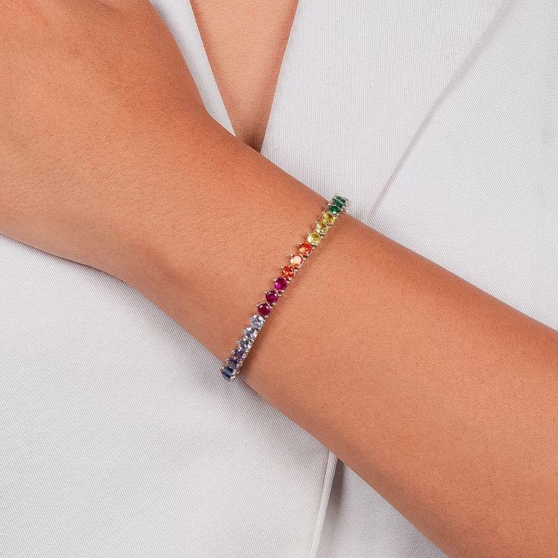 PULSEIRA RIVIEIRA 3 GARRAS RAINBOW COM BANHO DE RÓDIO BRANCO