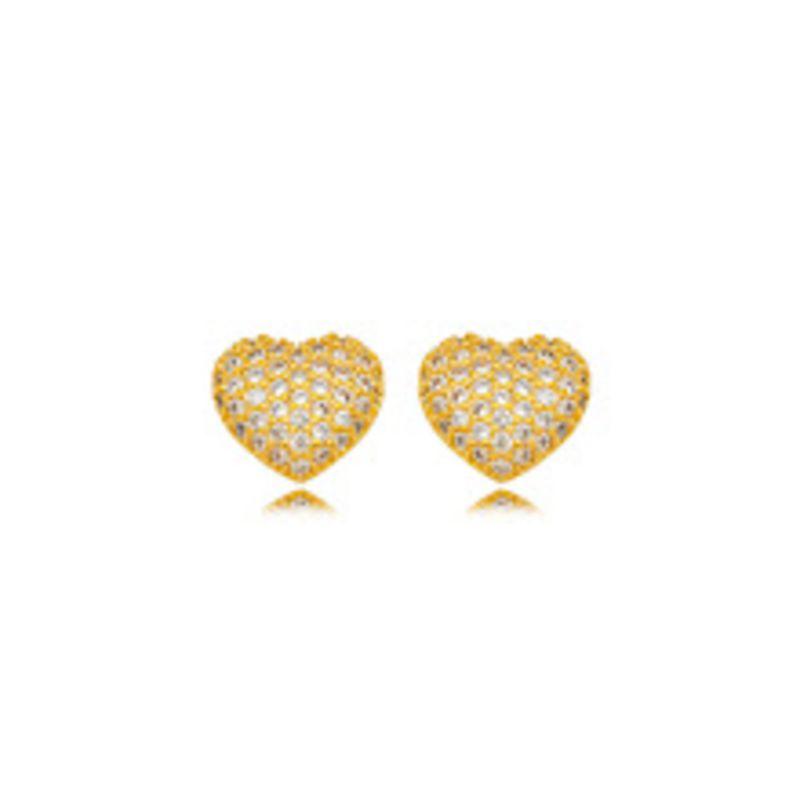 BRINCO CORAÇÃO MICRO ZIRCÔNIA P EM BANHO DE OURO 18K