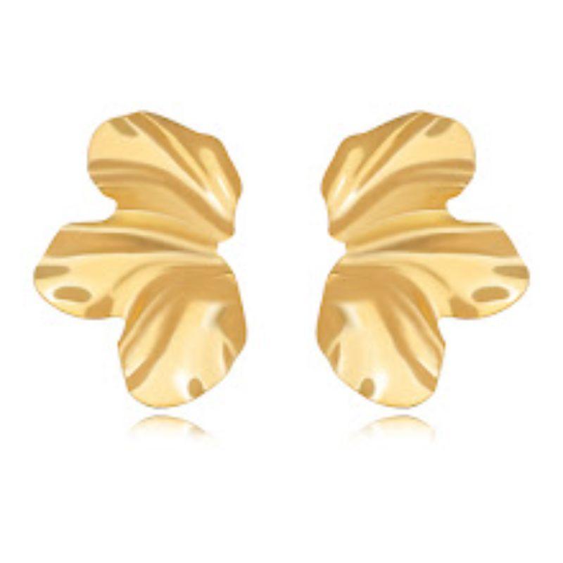 BRINCO ORGÂNICO LISO EM BANHO DE OURO 18K