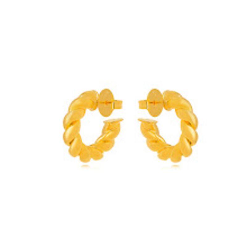 BRINCO ARGOLA TORCIDA EM BANHO DE OURO 18K