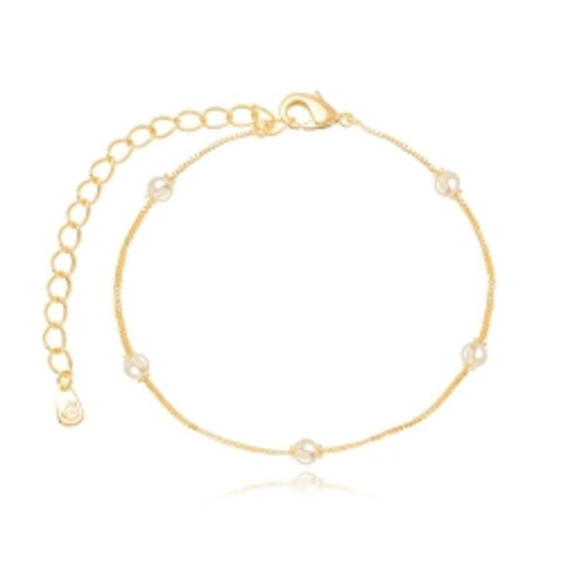 TORNOZELEIRA PÉROLAS EM BANHO DE OURO 18K