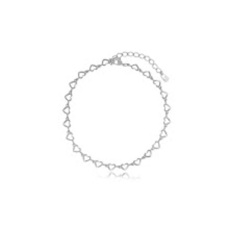 TORNOZELEIRA CORAÇÃO VAZADO EM BANHO DE RÓDIO BRANCO