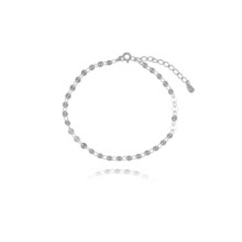 TORNOZELEIRA MEDALHA LISA EM BANHO DE RÓDIO BRANCO