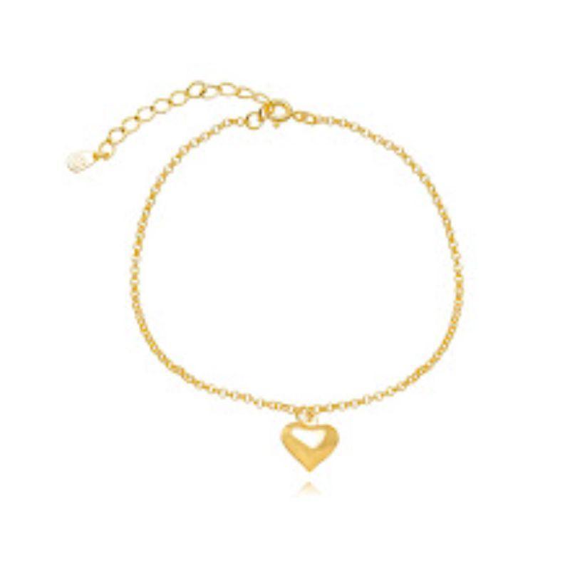 TORNOZELEIRA CORAÇÃO LISA EM BANHO DE OURO 18K