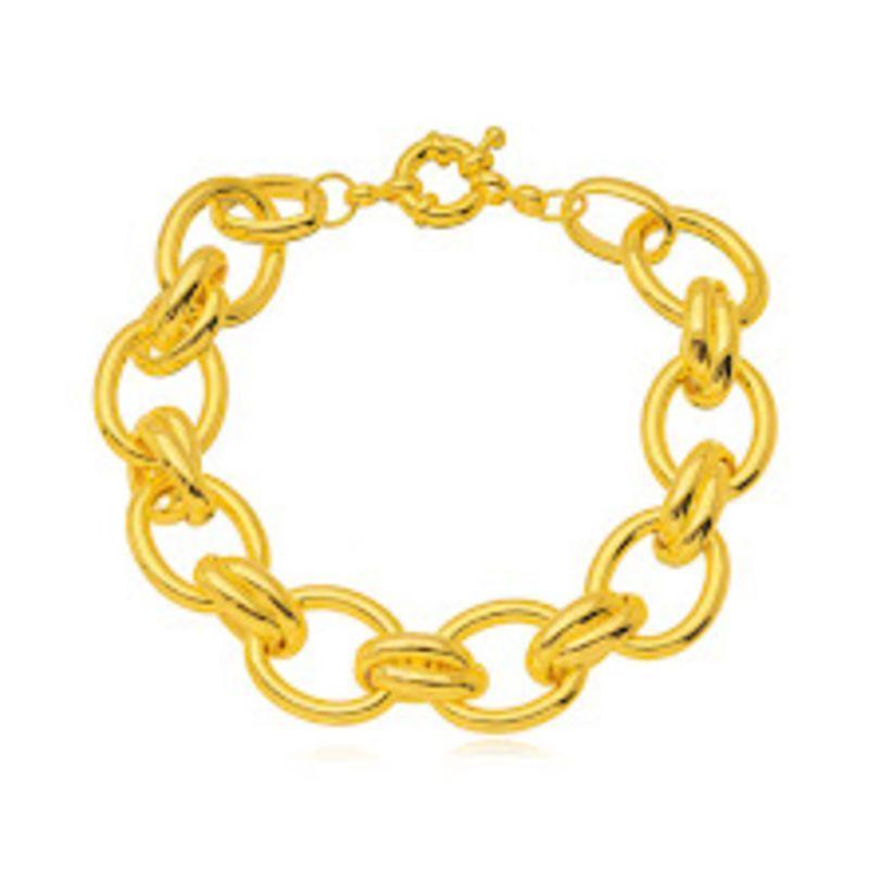 PULSEIRA ELOS LISOS EM BANHO DE OURO 18K