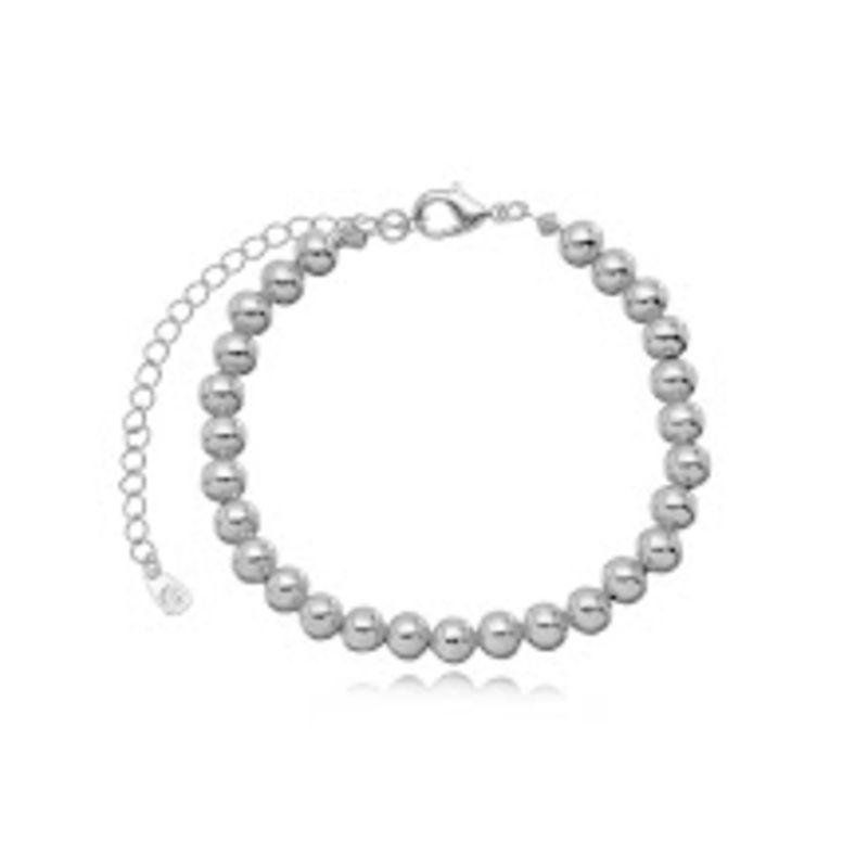PULSEIRA BOLAS LISAS EM BANHO DE RÓDIO BRANCO