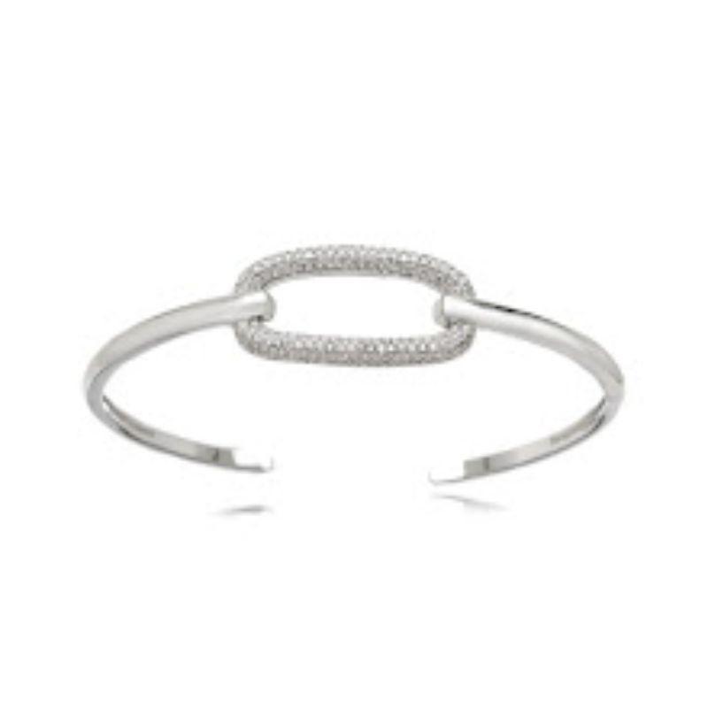 PULSEIRA BRACELETE CRAVEJADO  MICRO ZIRCÔNIA EM BANHO DE RÓDIO BRANCO