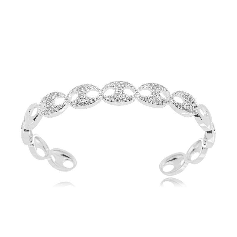 PULSEIRA BRACELETE LACRE MICRO ZIRCÔNIA EM BANHO DE RÓDIO BRANCO