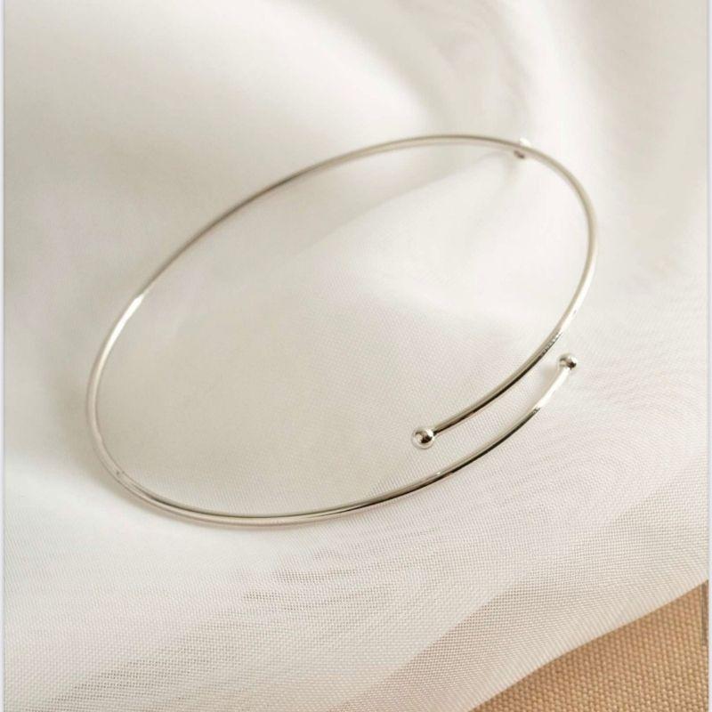 PULSEIRA BRACELETE FINO LISO EM BANHO DE RÓDIO BRANCO