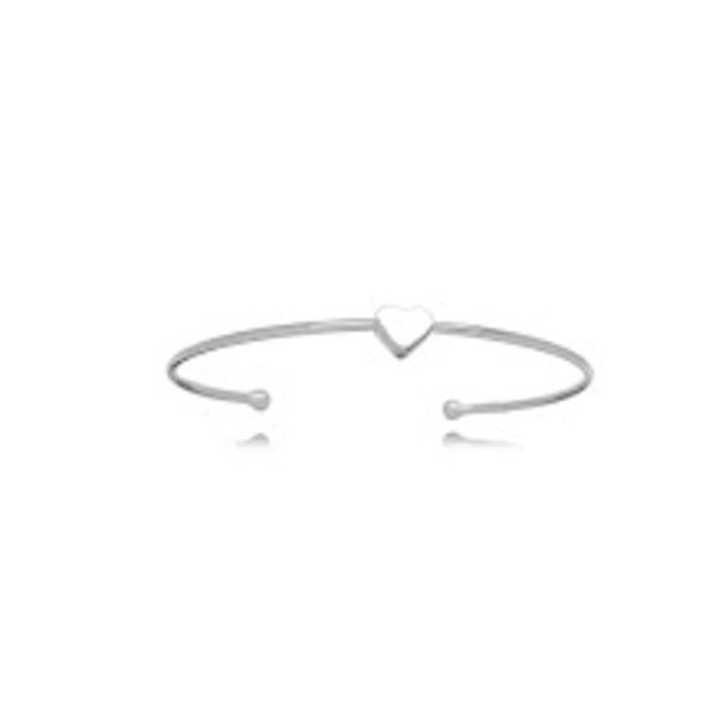 PULSEIRA BRACELETE CORAÇÃO LISO EM BANHO DE RÓDIO BRANCO