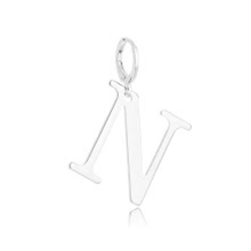 PINGENTE LETRA N EM BANHO DE RÓDIO BRANCO