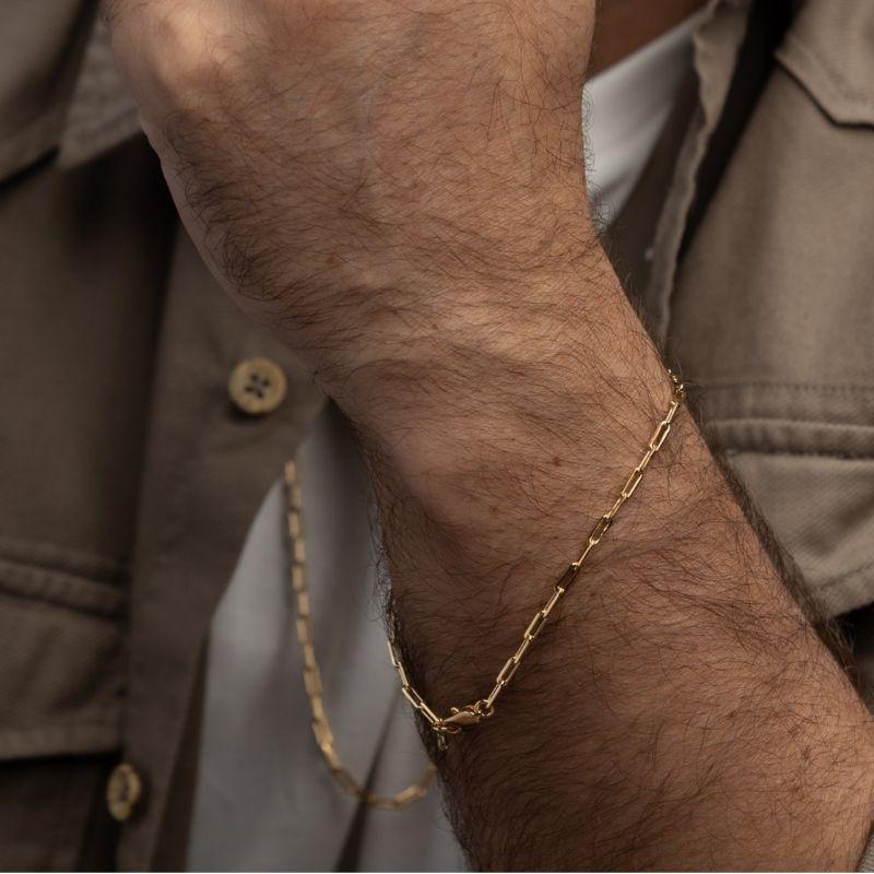 PULSEIRA MASCULINA LISA EM BANHO DE OURO 18K