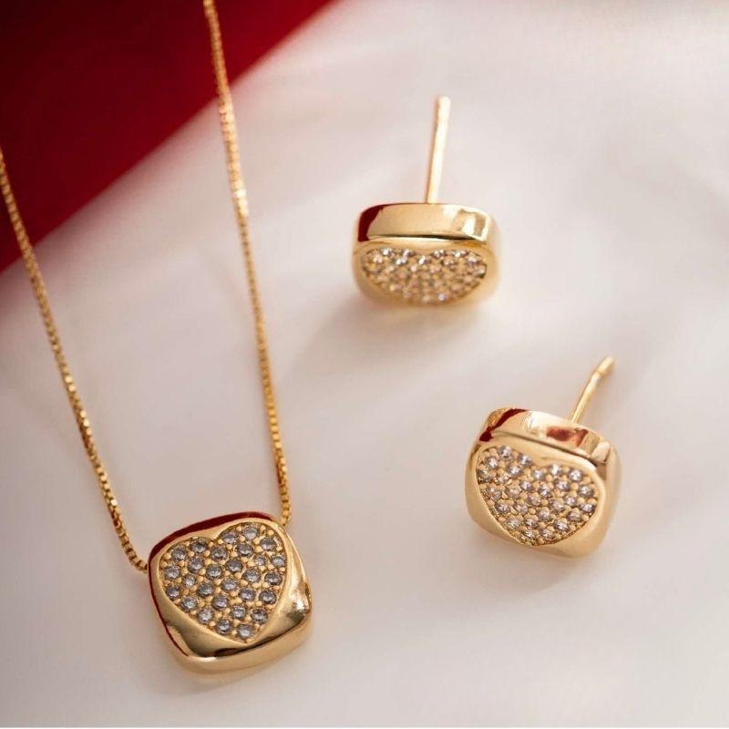 CONJUNTO CORAÇÃO MICRO ZIRCÔNIA
