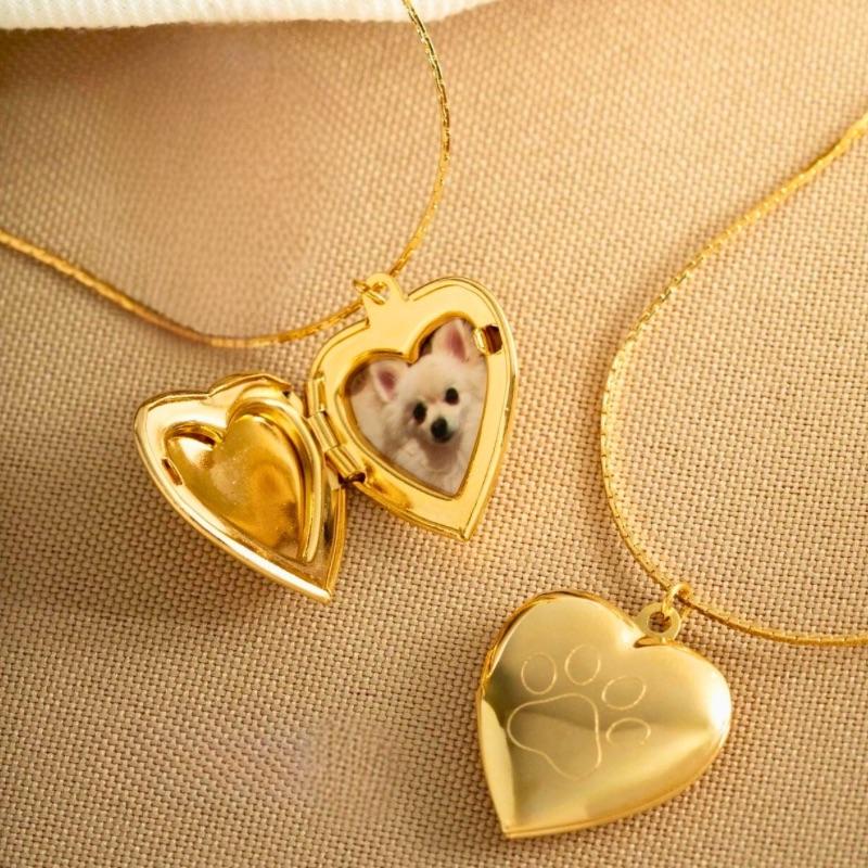 COLAR RELICÁRIO PET EM BANHO DE OURO 18K