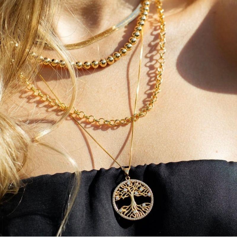 COLAR ELOS LISOS EM BANHO DE OURO 18K