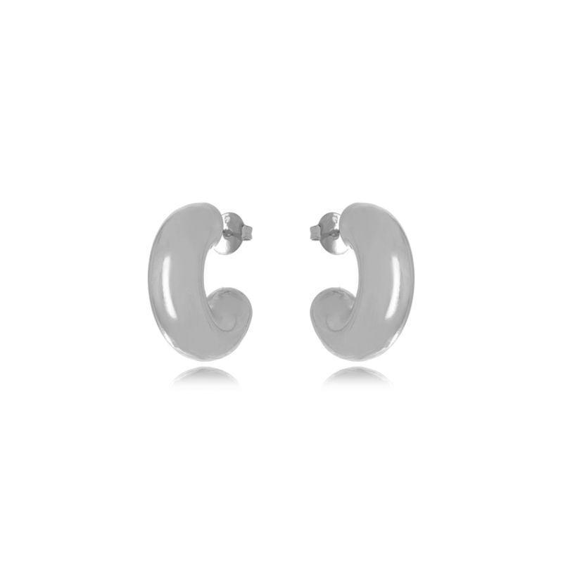 BRINCO ARGOLA TUBO LISO EM BANHO DE RÓDIO BRANCO