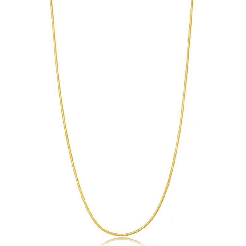 COLAR MALHA ROLIÇA FINA EM BANHO DE OURO 18K