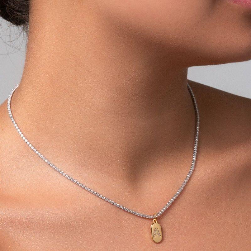 COLAR CHOKER RIVIERA LETRA C EM MISTURA DE BANHOS